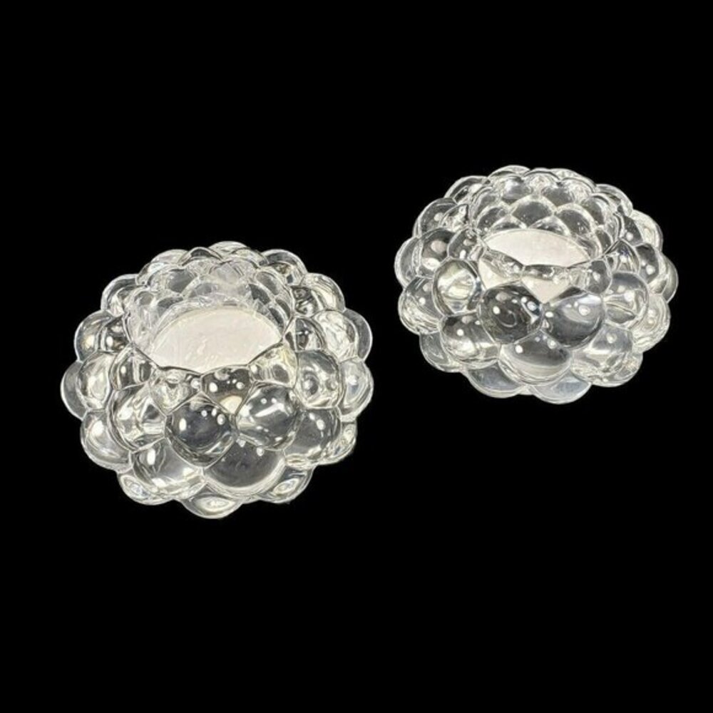 Godinger‎ Pair Shannon Lead Crystal Honeycomb Votive Candle Holders Decor New